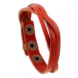 Red leather bracelet for women and men - NEW